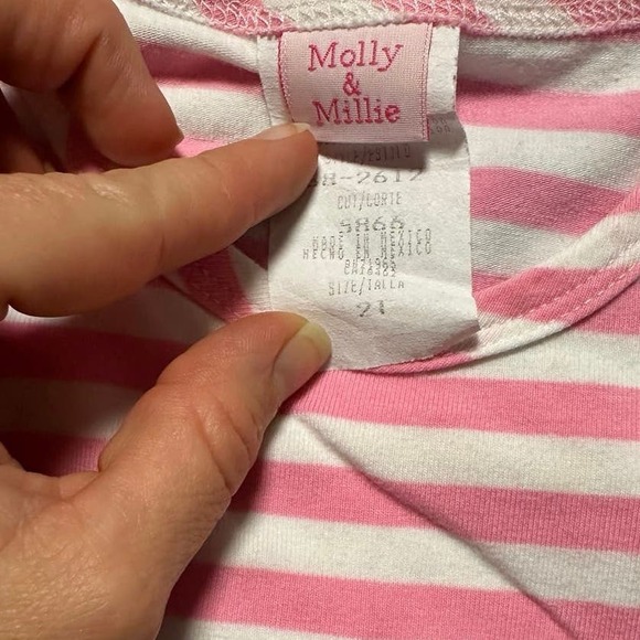 Molly & Millie Pink Striped Appliqué Ice Cream Tank Top Summer 2T - Picture 3 of 3